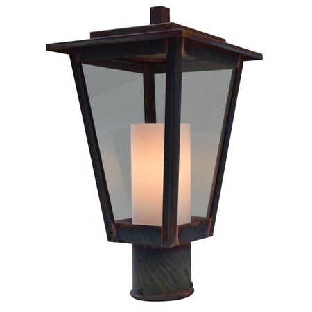 Arroyo Craftsman 8" Brighton Post Mount, Pewter, Clear Seedy Glass BRP-8CLR/CS-P